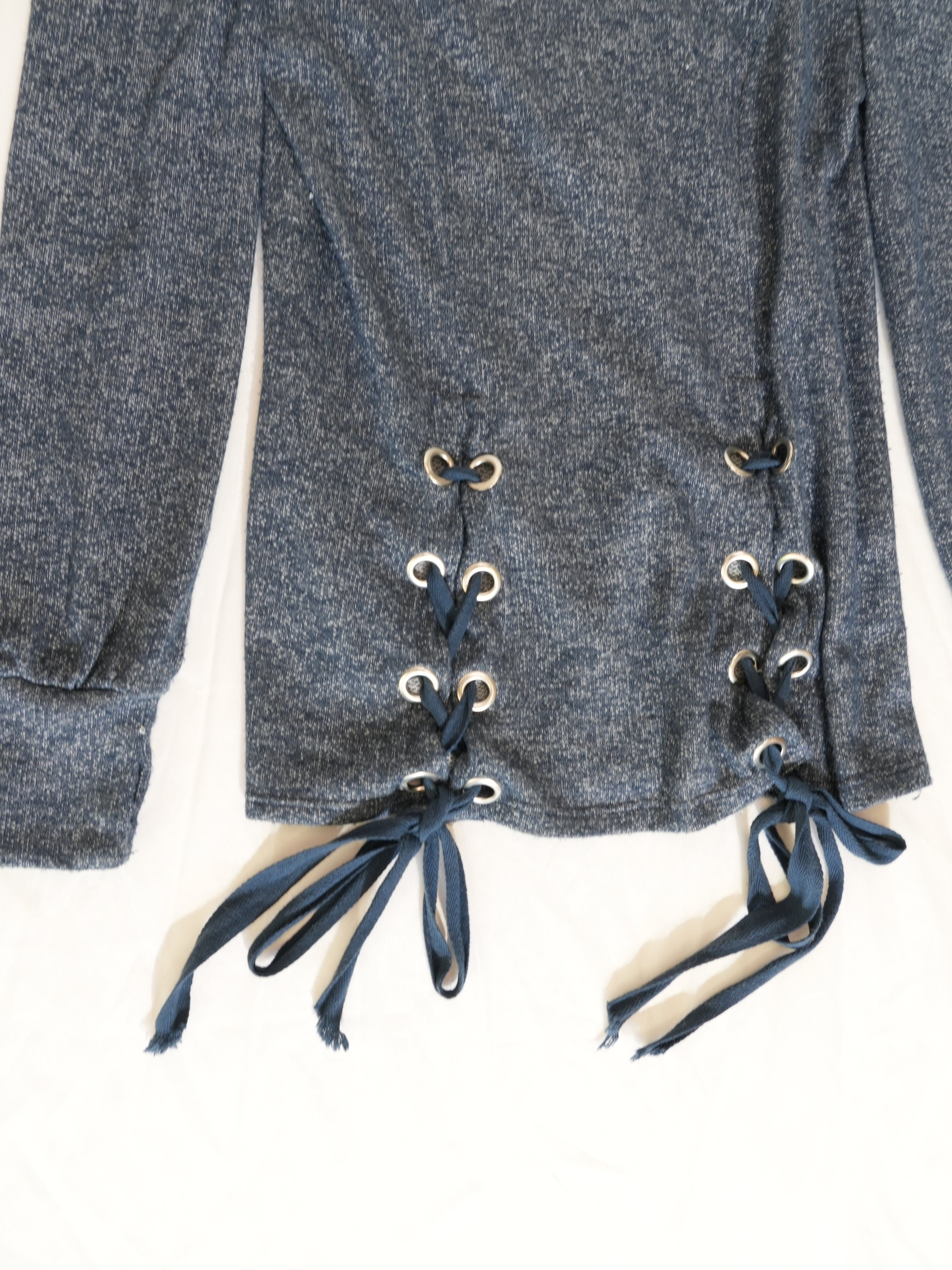 Rwish4u Cold Shoulder Top Womens Medium Blue Lace Up Concept Sample Runway Piece