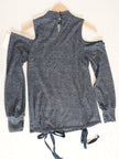 Rwish4u Cold Shoulder Top Womens Medium Blue Lace Up Concept Sample Runway Piece
