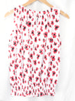One A Blouse Womens Petite Medium White Red Abstract Floral Smocked Hem Top
