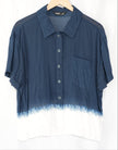 Simply Vera Vera Wang Button Down Shirt Womens Extra Large Navy Blue Ombre Ombre