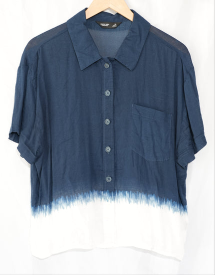 Simply Vera Vera Wang Button Down Shirt Womens Extra Large Navy Blue Ombre Ombre