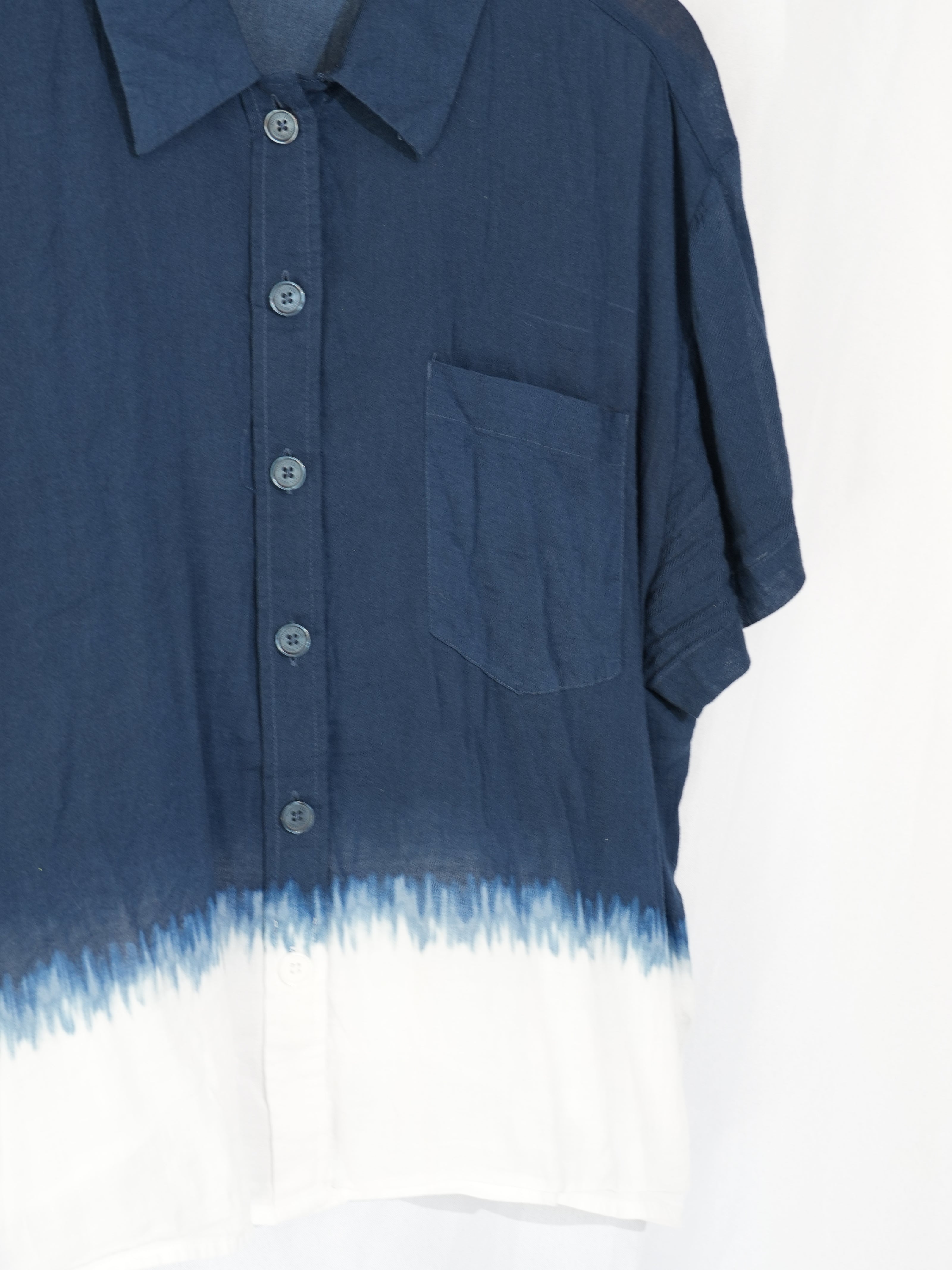Simply Vera Vera Wang Button Down Shirt Womens Extra Large Navy Blue Ombre Ombre