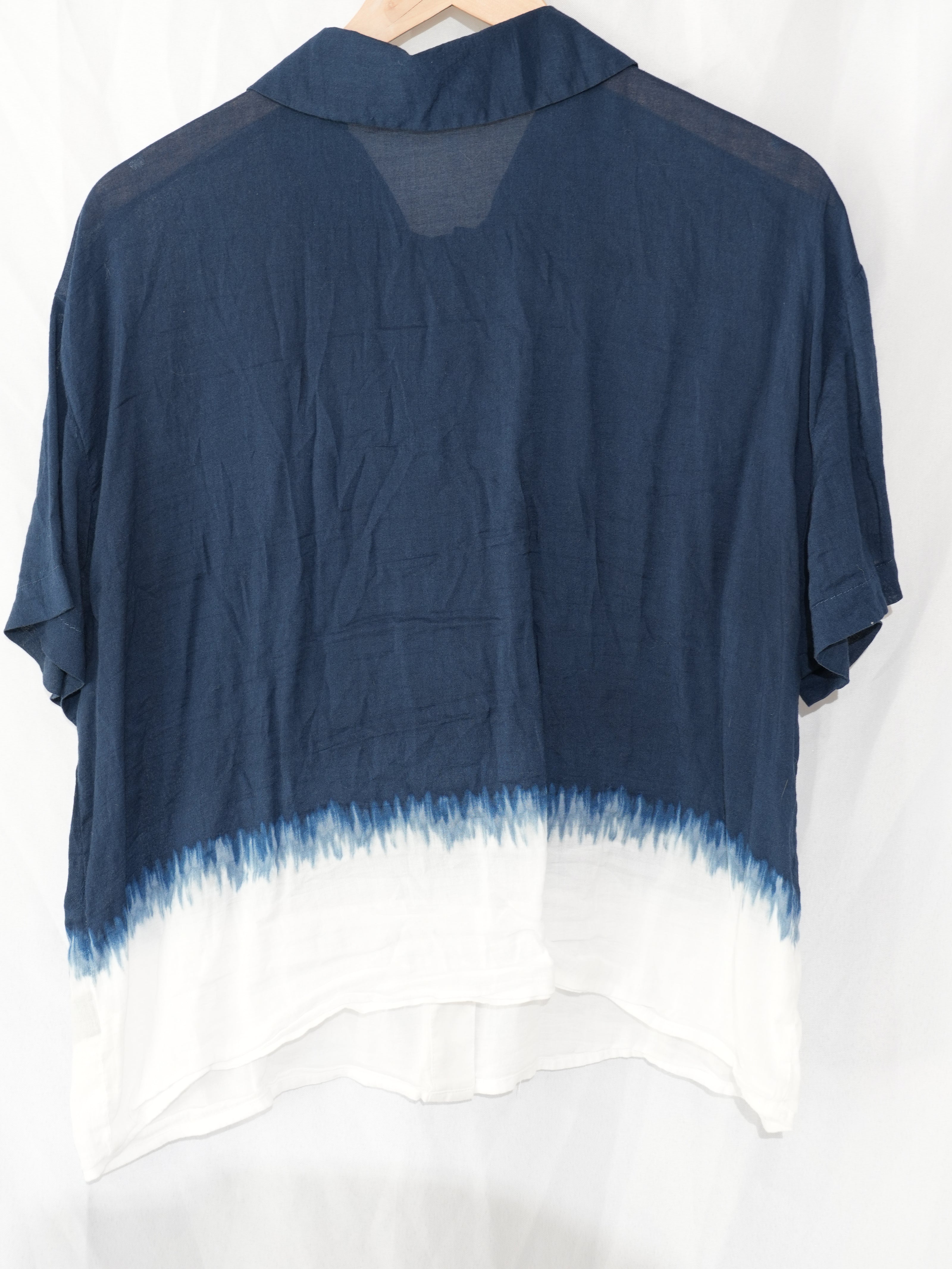 Simply Vera Vera Wang Button Down Shirt Womens Extra Large Navy Blue Ombre Ombre