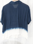 Simply Vera Vera Wang Button Down Shirt Womens Extra Large Navy Blue Ombre Ombre