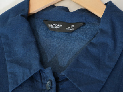 Simply Vera Vera Wang Button Down Shirt Womens Extra Large Navy Blue Ombre Ombre