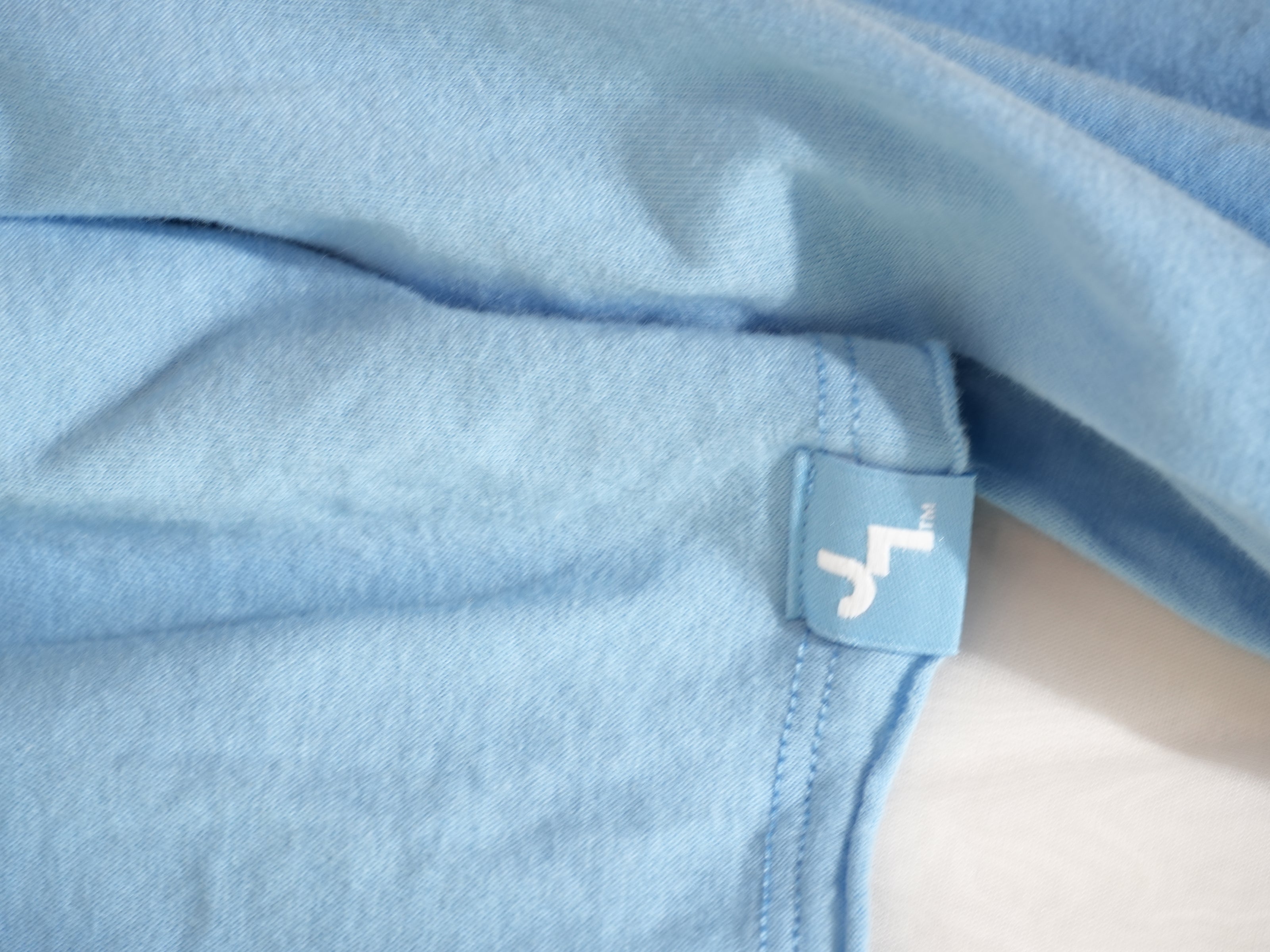 JoyLab Long-Sleeve Tee Women Large Blue Boxy Fit Thumbhole Tulip Wrap Back NWT