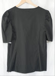 Express V-Neck Blouse Womens Medium Black Puff Sleeve Side Zip Top