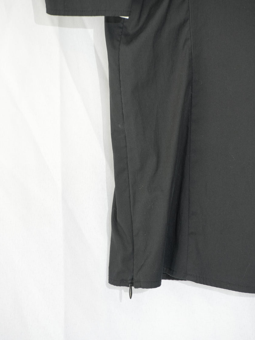 Express V-Neck Blouse Womens Medium Black Puff Sleeve Side Zip Top