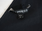 Express V-Neck Blouse Womens Medium Black Puff Sleeve Side Zip Top