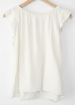 Velvet by Graham & Spencer Blouse Women's Medium White Ruffle Gauze Cotton Top
