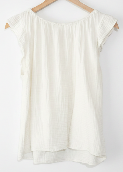 Velvet by Graham & Spencer Blouse Women's Medium White Ruffle Gauze Cotton Top