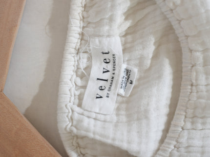Velvet by Graham & Spencer Blouse Women's Medium White Ruffle Gauze Cotton Top