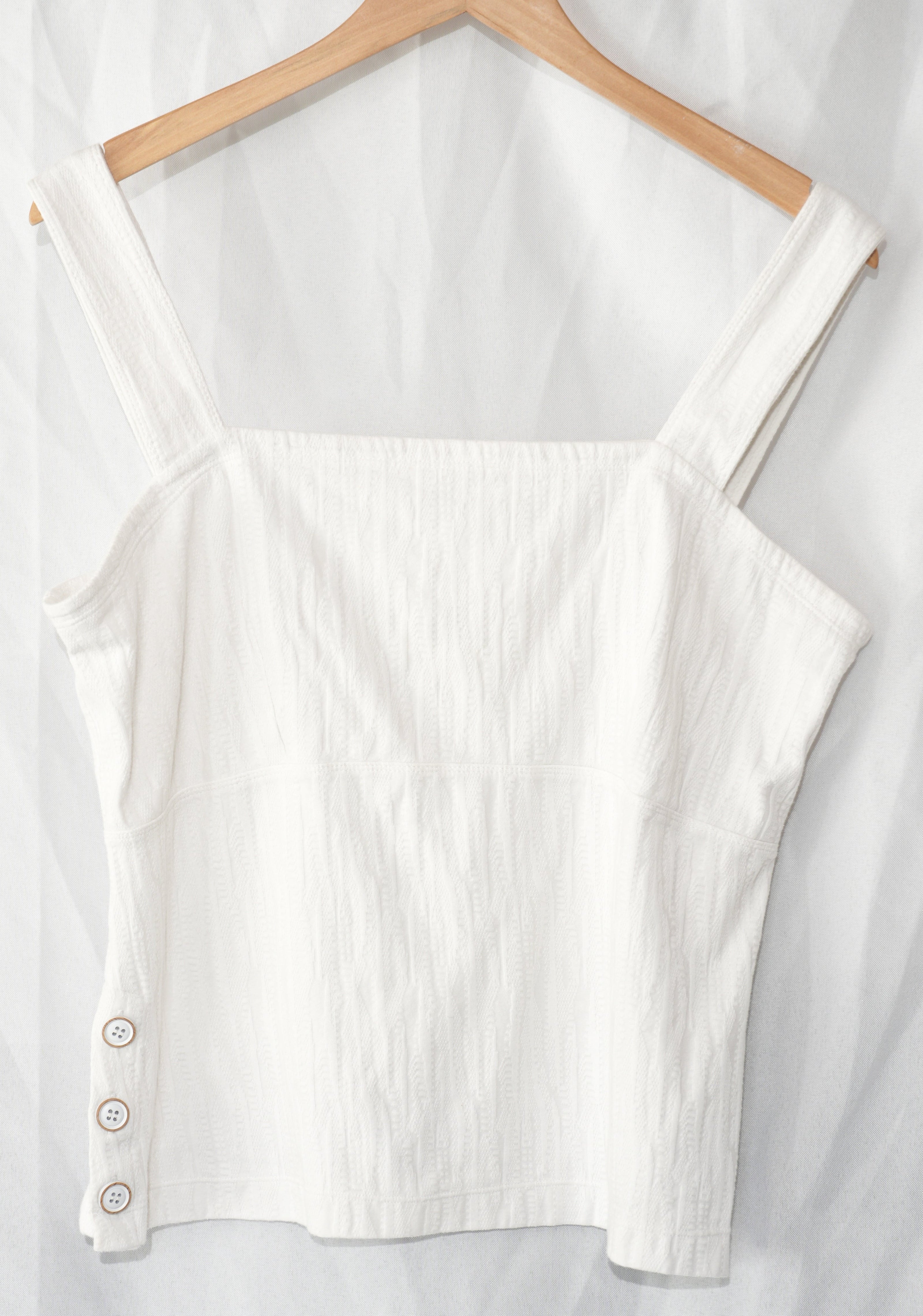 Maeve by Anthropologie Tank Top Women's Large White Textured Button Detail Sleeveless