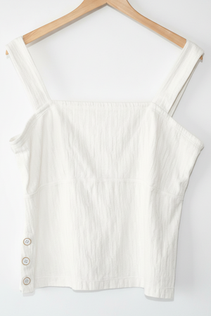 Maeve by Anthropologie Tank Top Women's Large White Textured Button Detail Sleeveless