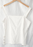 Maeve by Anthropologie Tank Top Women's Large White Textured Button Detail Sleeveless