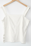 Maeve by Anthropologie Tank Top Women's Large White Textured Button Detail Sleeveless