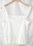 Maeve by Anthropologie Tank Top Women's Large White Textured Button Detail Sleeveless