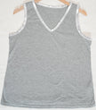 SHEIN Tank Top Women Large Gray Metallic Trim V-Neck Sleeveless Heathered Shirt