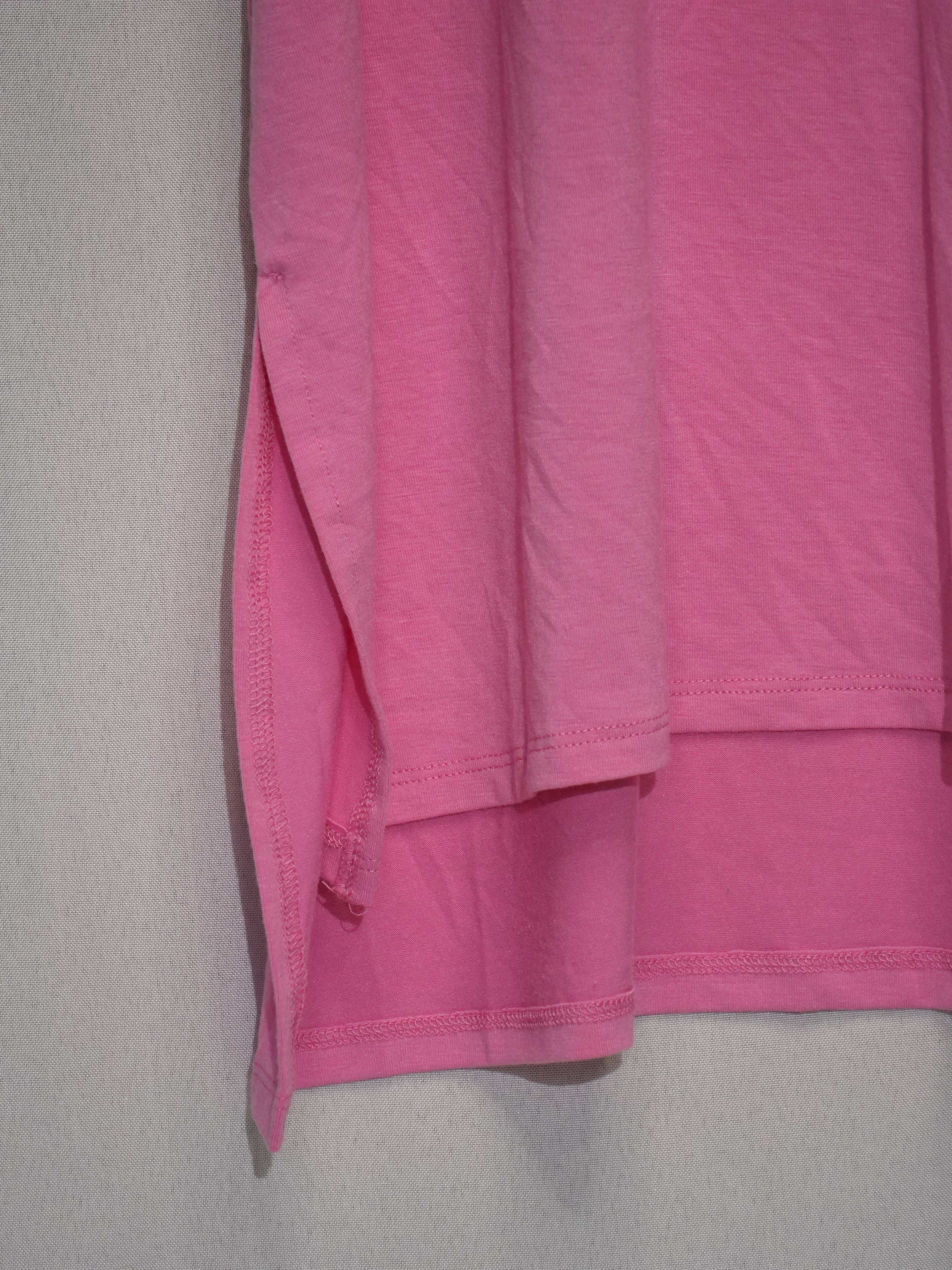Zenana Tunic Top Womens Medium Pink Short Sleeve High Low Hem Crew Neck