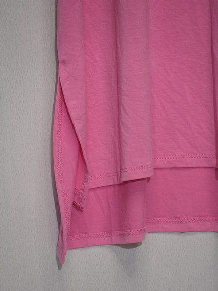 Zenana Tunic Top Womens Medium Pink Short Sleeve High Low Hem Crew Neck