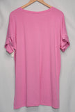 Zenana Tunic Top Womens Medium Pink Short Sleeve High Low Hem Crew Neck