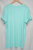 Zenana Tunic Top Women Medium Aqua Mint Cuffed Short Sleeve High-Low Hem