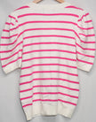 Dokotoo Sweater Top Women Large Pink White Striped Puff Sleeve Crew Neck