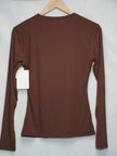 C202 Long Sleeve Top Women Extra Large Brown Crewneck Stretch Athleisure