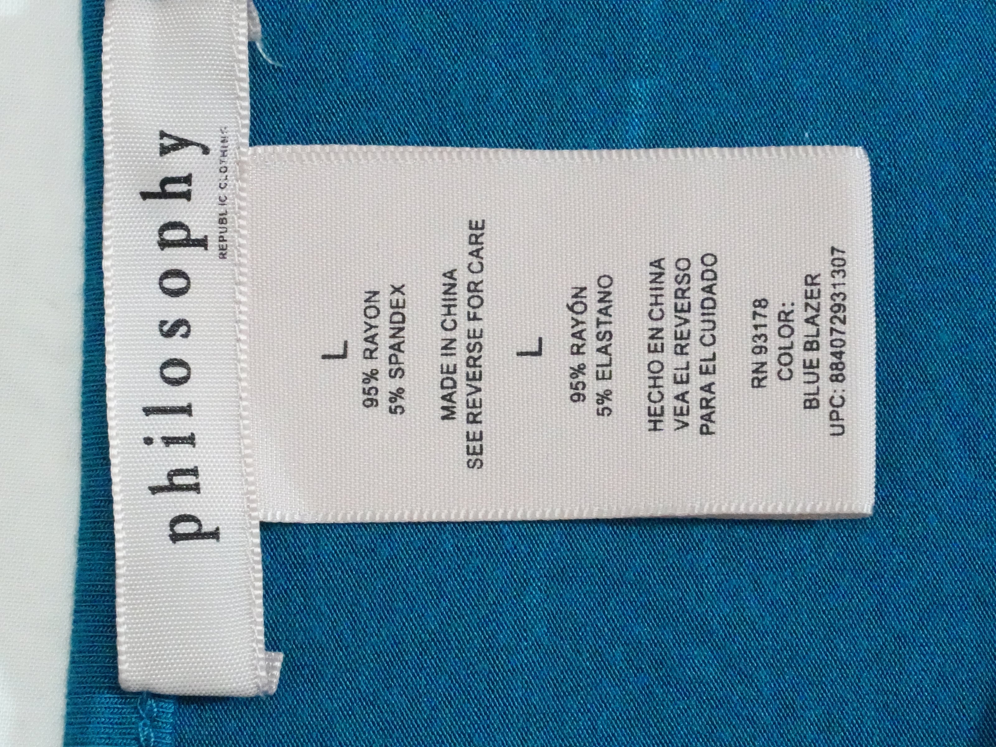 Philosophy Top Women Large Blue Blazer Ruffle Short Sleeve Scoop Neck Shirt