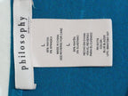 Philosophy Top Women Large Blue Blazer Ruffle Short Sleeve Scoop Neck Shirt