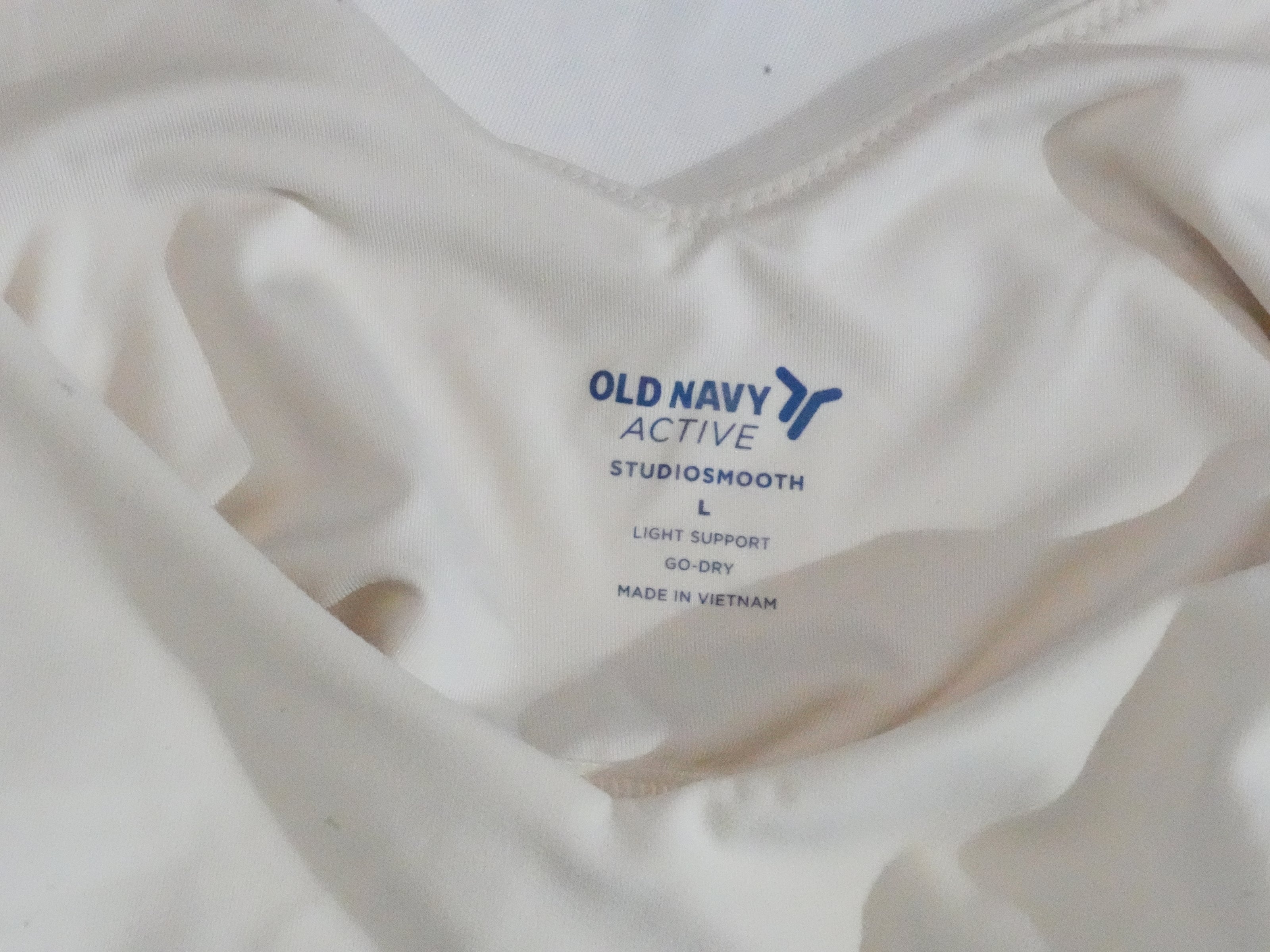 Old Navy Active Sports Bra Women Large Cream Black Colorblock StudioSmooth Top