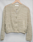 Zara Bomber Jacket Women Large Olive Green Textured Zip Up Lightweight Blouson