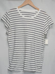 Universal Thread T-Shirt Women Extra Large White Navy Blue Striped Crew Neck Tee