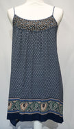 C'isa Tunic Top Womens Medium Blue Geometric Paisley Print Adjustable Straps