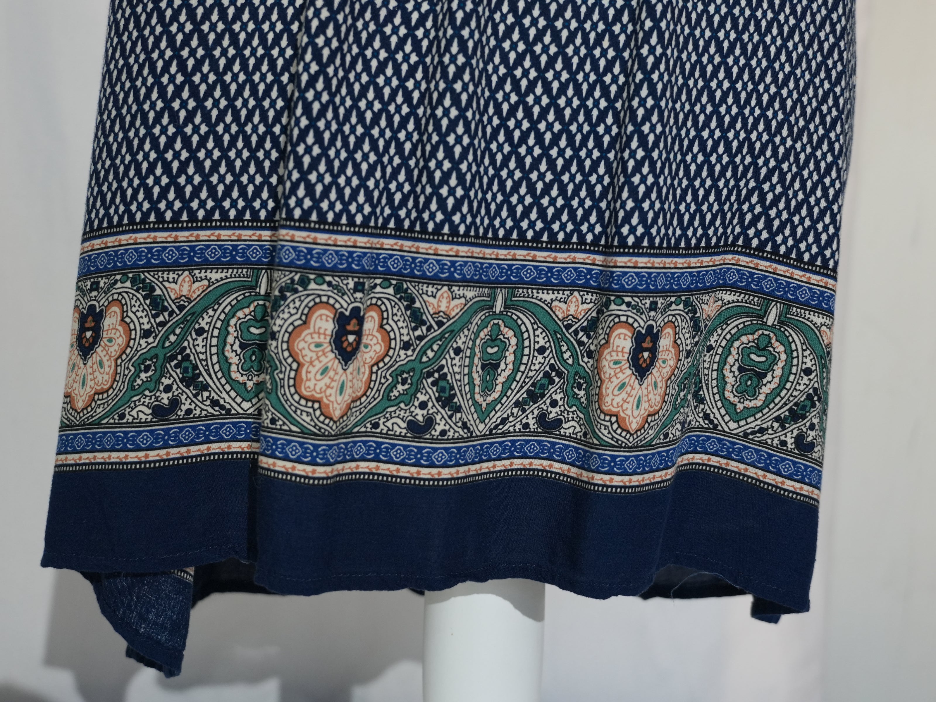C'isa Tunic Top Womens Medium Blue Geometric Paisley Print Adjustable Straps
