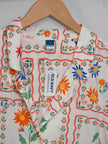 Old Navy Button Down Shirt Women X-Large White Floral Print Short Sleeve Top