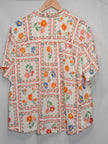 Old Navy Button Down Shirt Women X-Large White Floral Print Short Sleeve Top