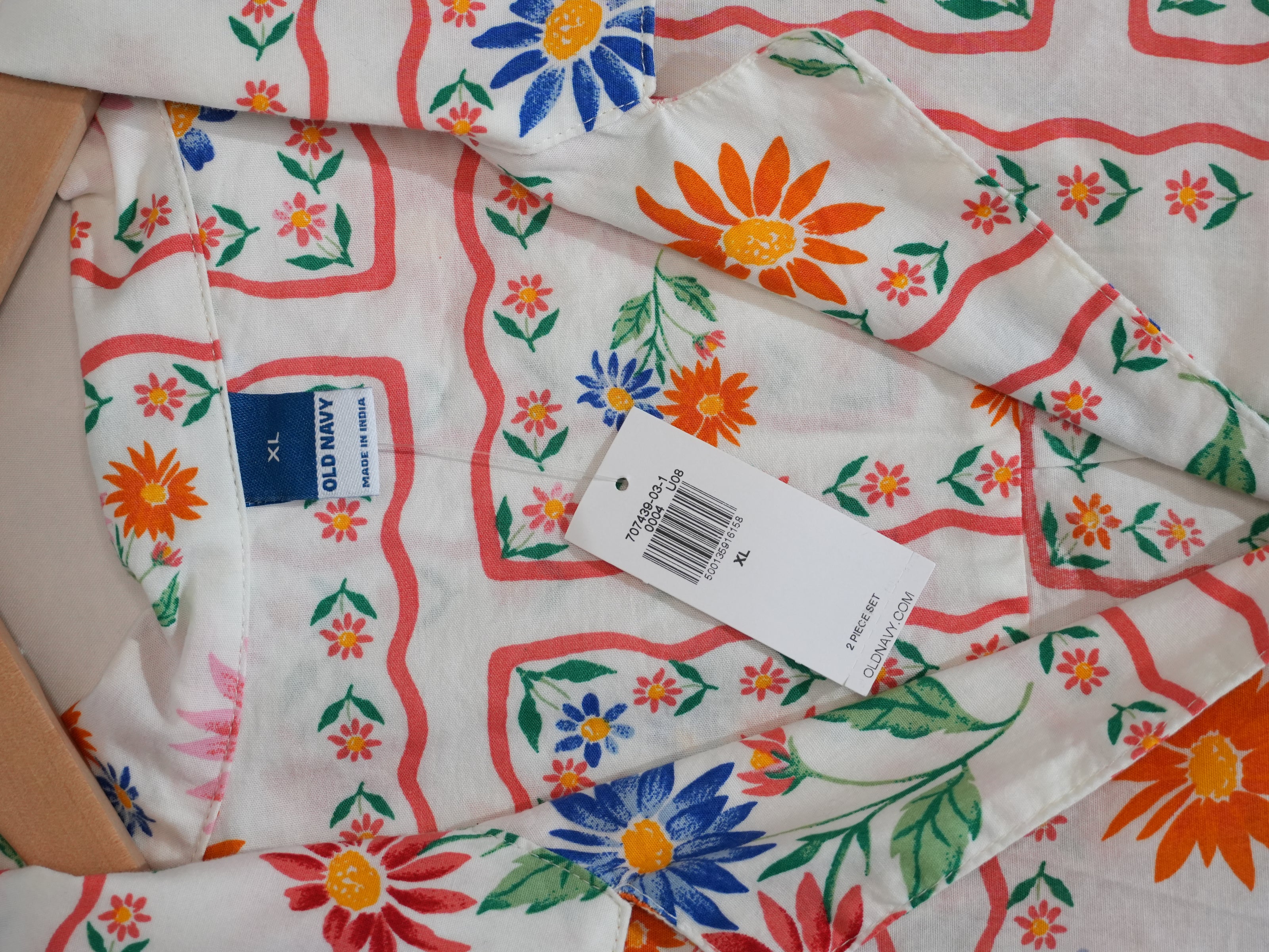 Old Navy Button Down Shirt Women X-Large White Floral Print Short Sleeve Top