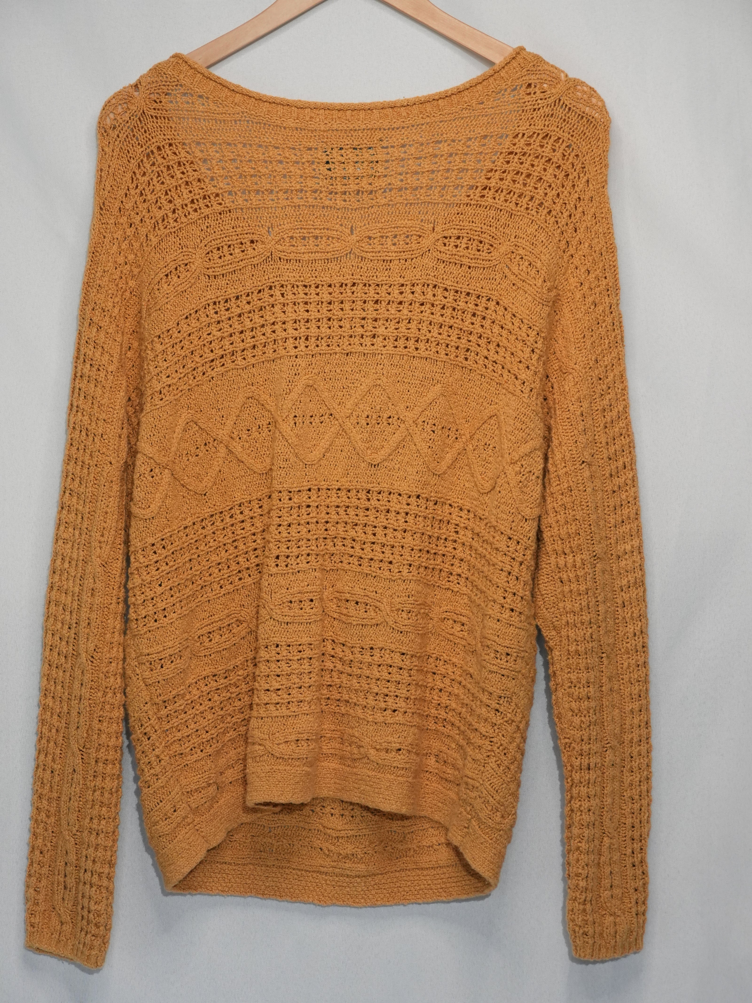 Abercrombie & Fitch Sweater Women Medium Yellow Knit Scoop Neck Long Sleeve
