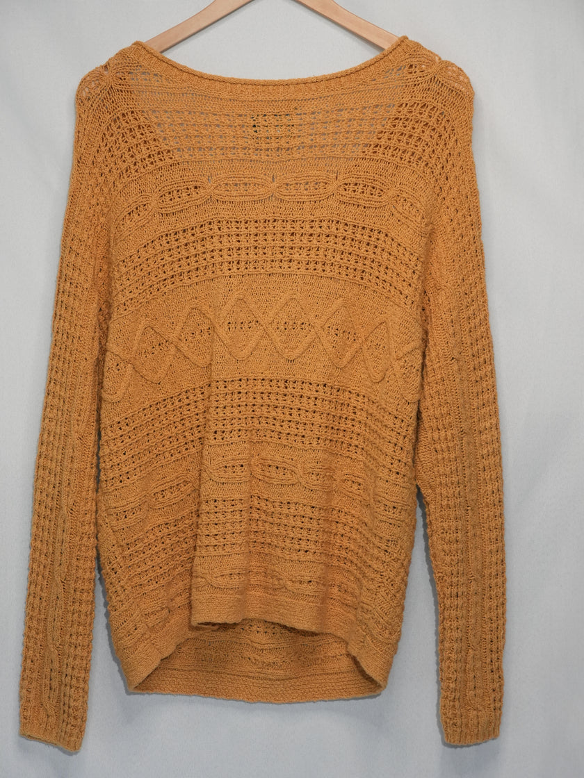 Abercrombie & Fitch Sweater Women Medium Yellow Knit Scoop Neck Long Sleeve