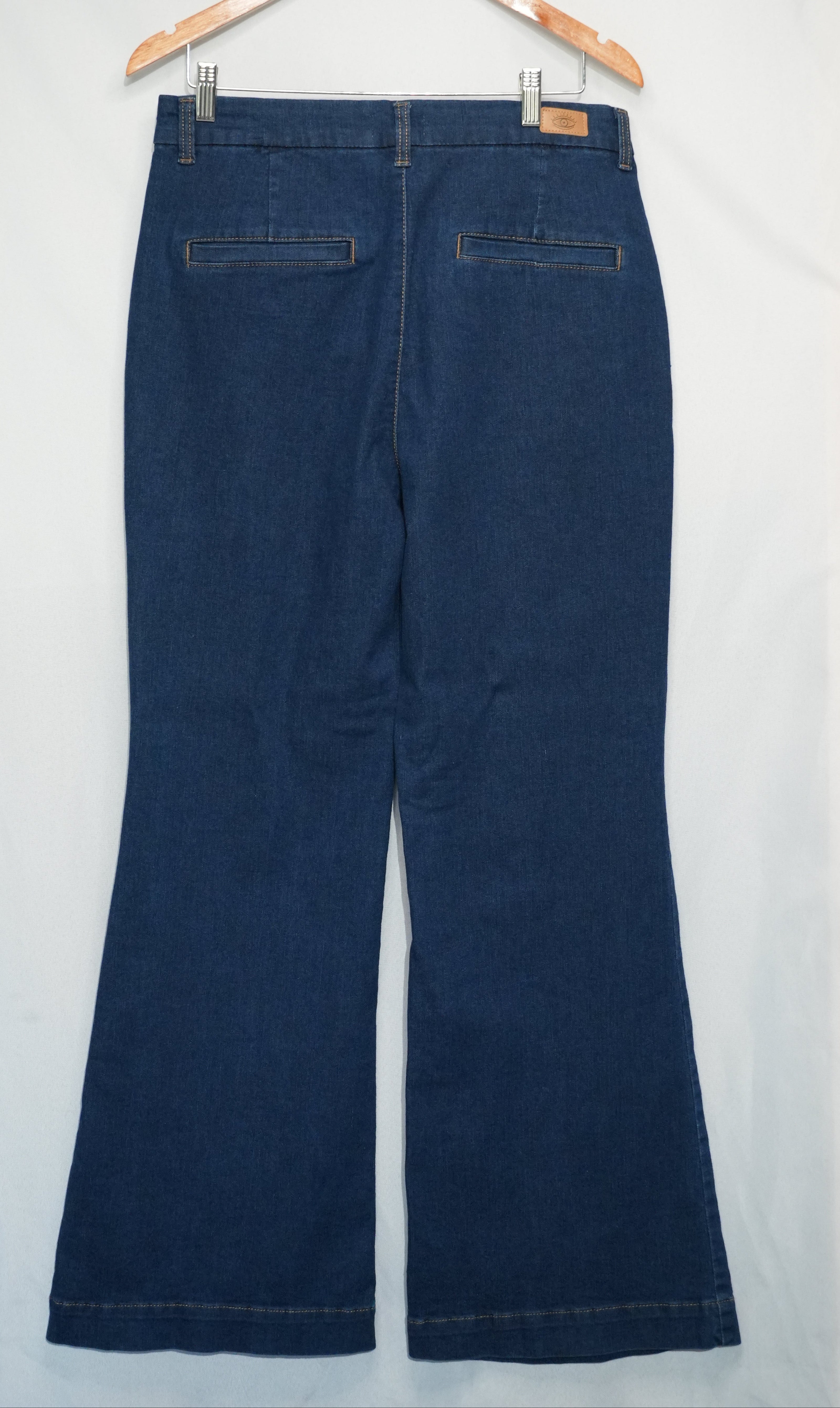 Sofia Jeans Trouser Flare Women Size 14 Indigo Blue High Rise Wide Leg Denim
