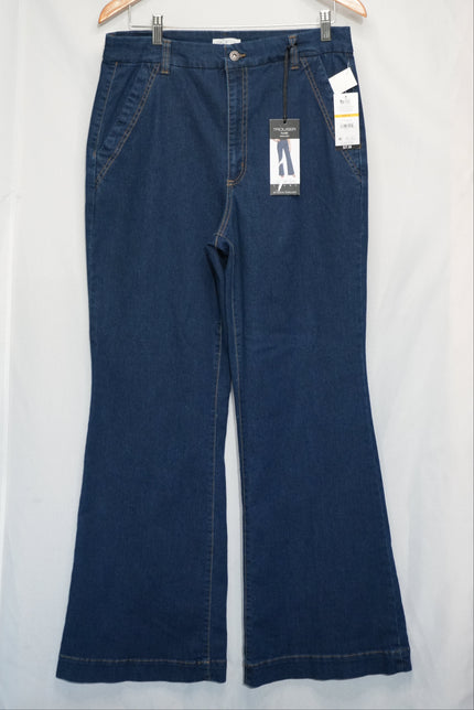 Sofia Jeans Trouser Flare Women Size 14 Indigo Blue High Rise Wide Leg Denim