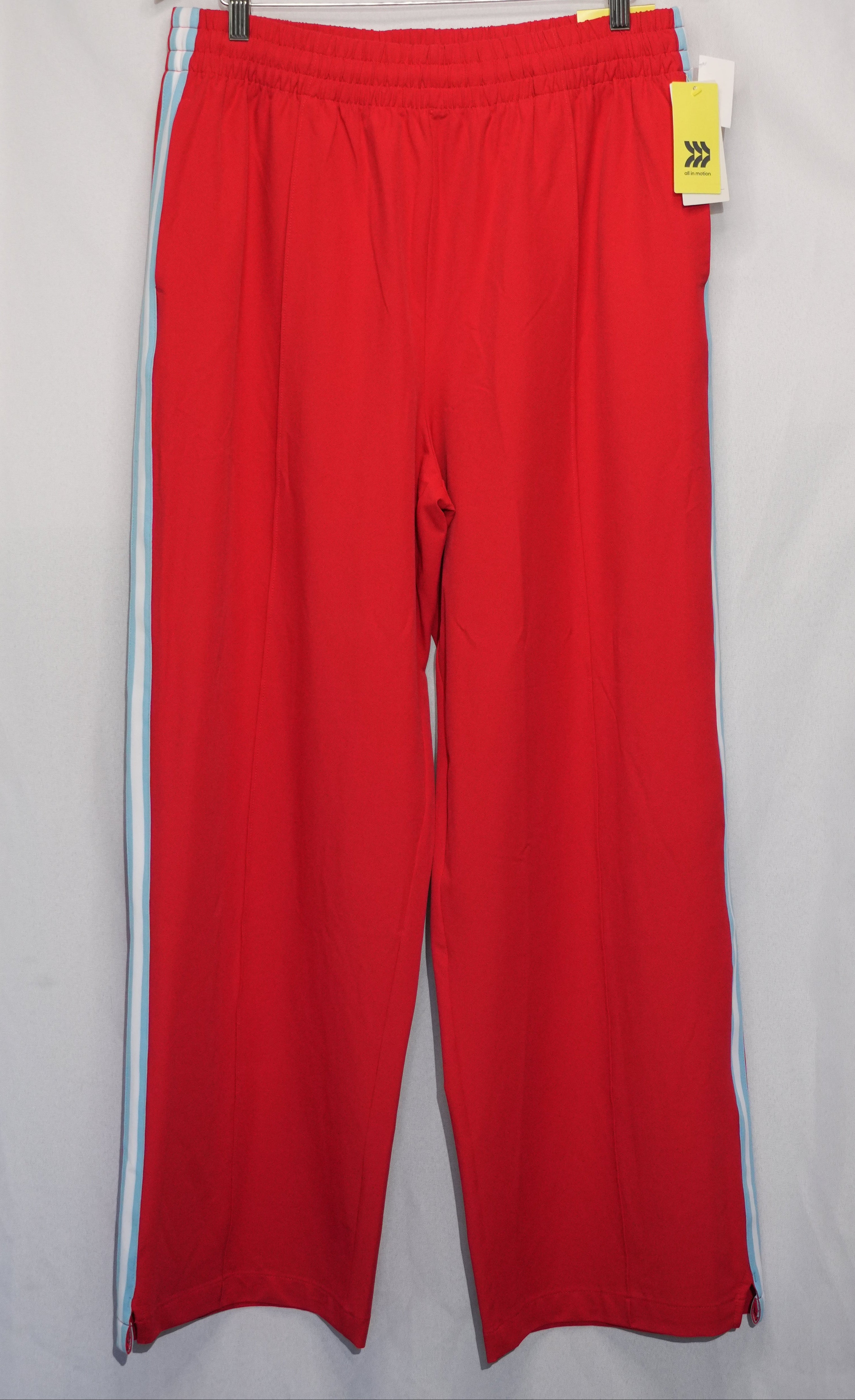All in Motion Track Pants Womens X-Large Red High-Rise Side Stripe Athleisure