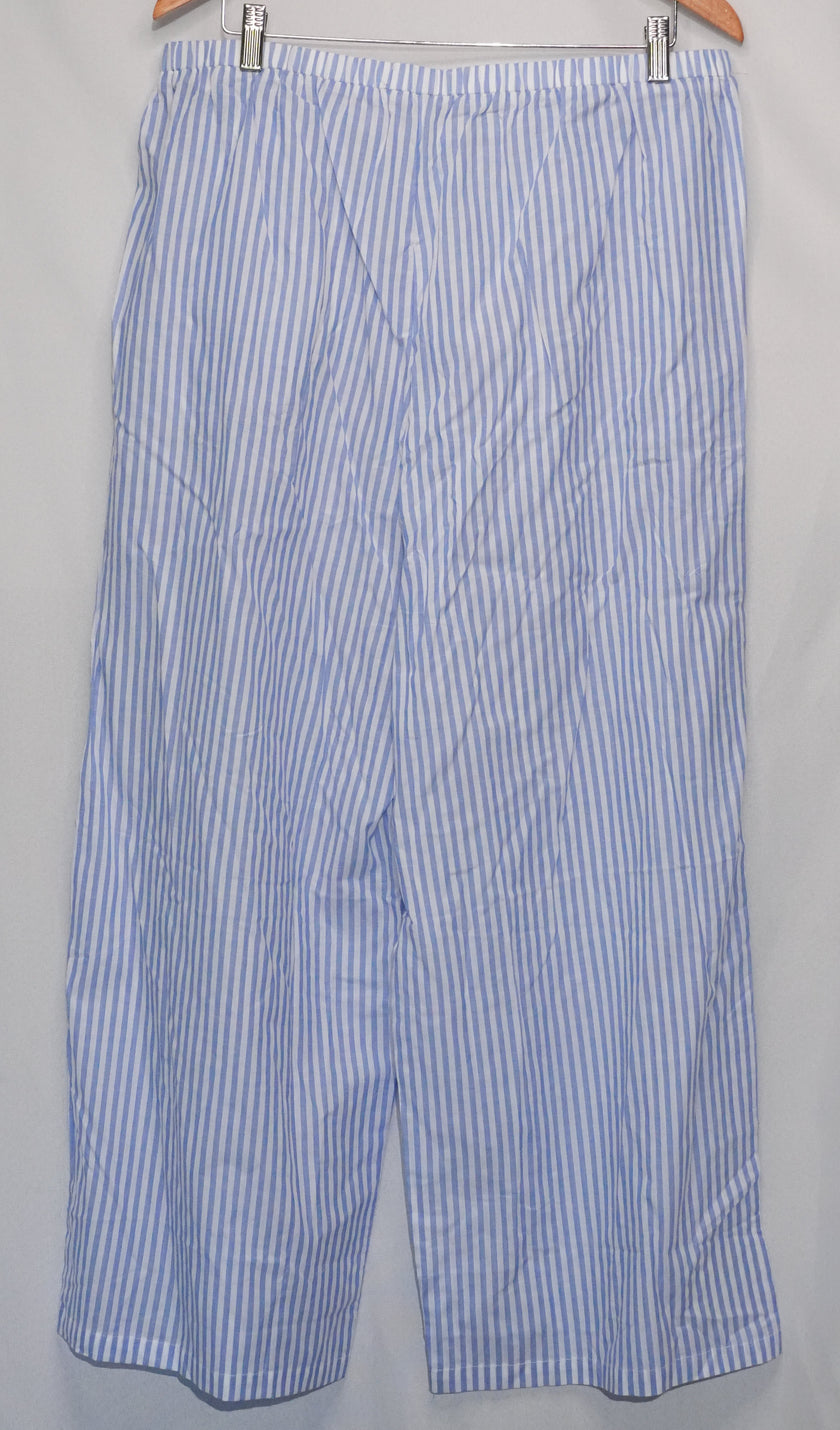 Free Assembly Striped Wide Leg Pants Women Extra Large Blue White Drawstring