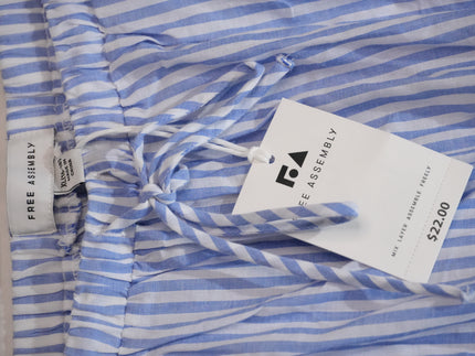 Free Assembly Striped Wide Leg Pants Women Extra Large Blue White Drawstring