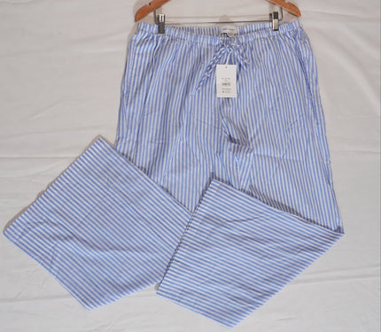 Free Assembly Striped Wide Leg Pants Women Extra Large Blue White Drawstring