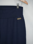 Matilda Jane Wide Leg Pants Women Large Navy Blue Tiered Ruffle Knit Trousers