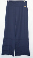 Matilda Jane Wide Leg Pants Women Large Navy Blue Tiered Ruffle Knit Trousers
