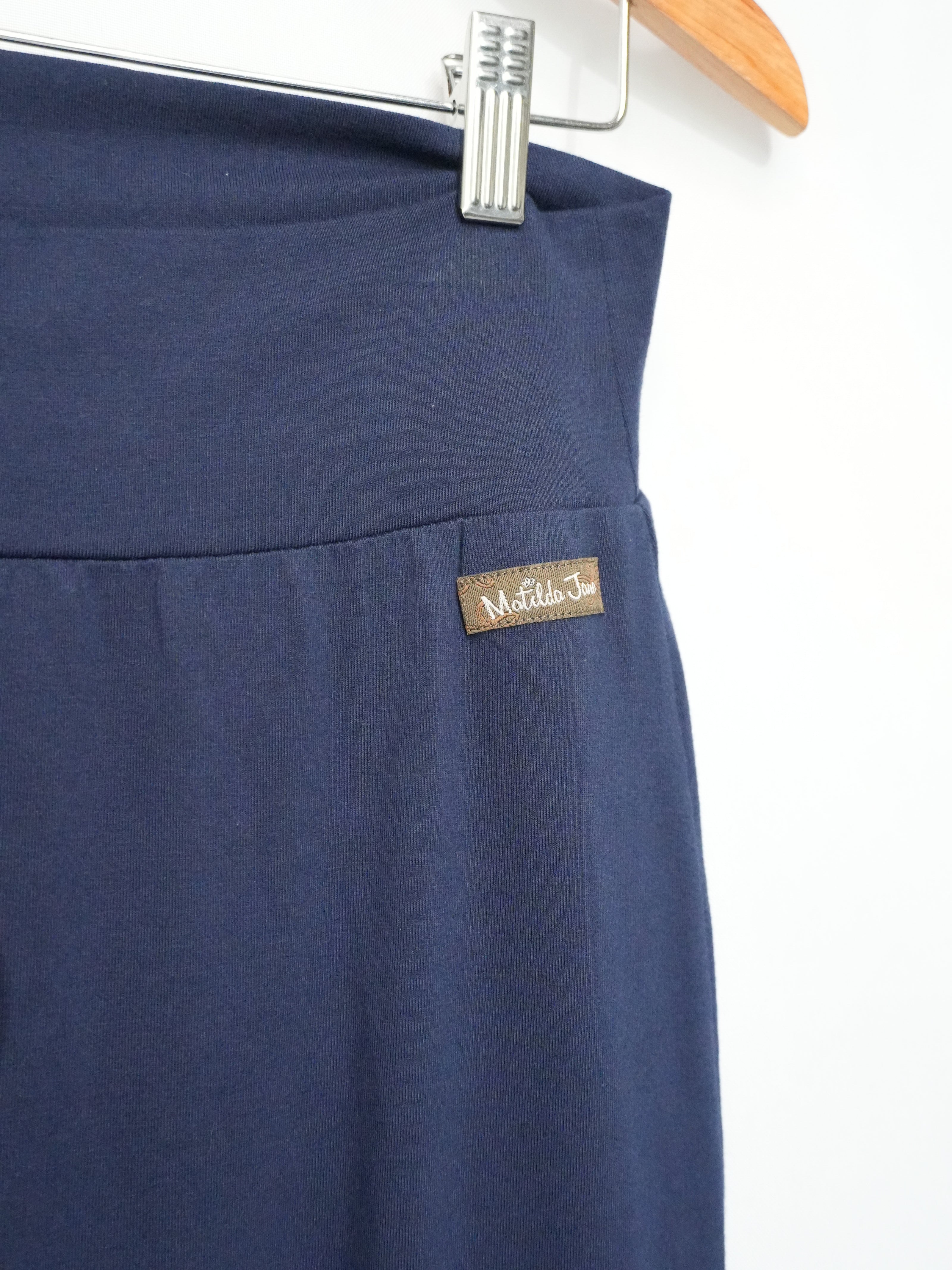 Matilda Jane Wide Leg Pants Women Large Navy Blue Tiered Ruffle Knit Trousers