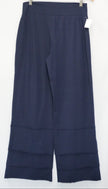 Matilda Jane Wide Leg Pants Women Large Navy Blue Tiered Ruffle Knit Trousers